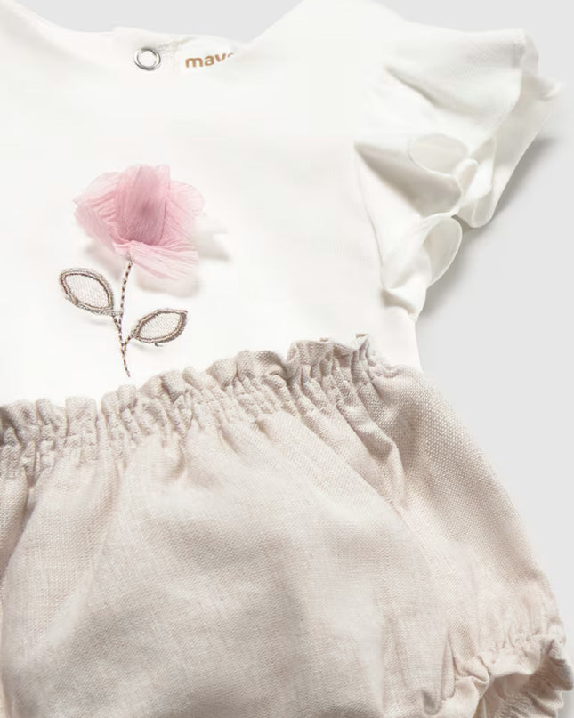 kids atelier mayoral White and Beige Flower Short Set