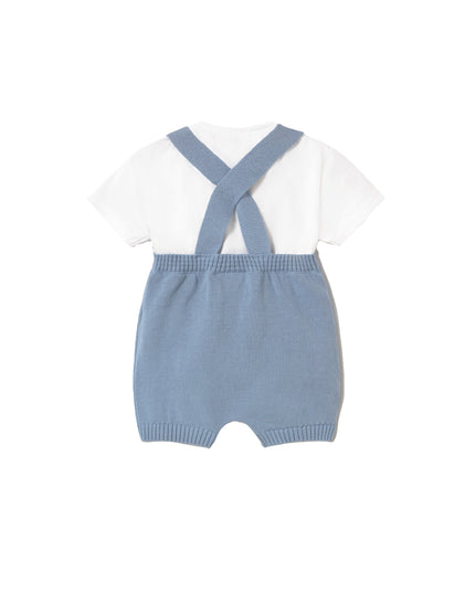 kids atelier mayoral Blue Knitted Baby Romper with Straps
