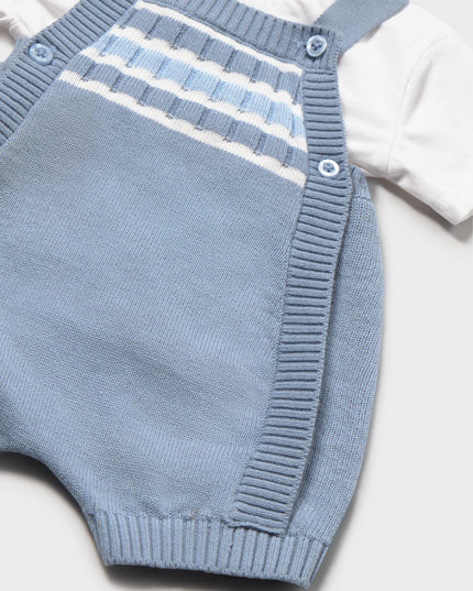 kids atelier mayoral Blue Knitted Baby Romper with Straps