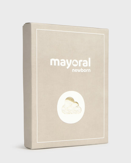 kids atelier mayoral White Knitted Baby Romper with Puff Sleeves