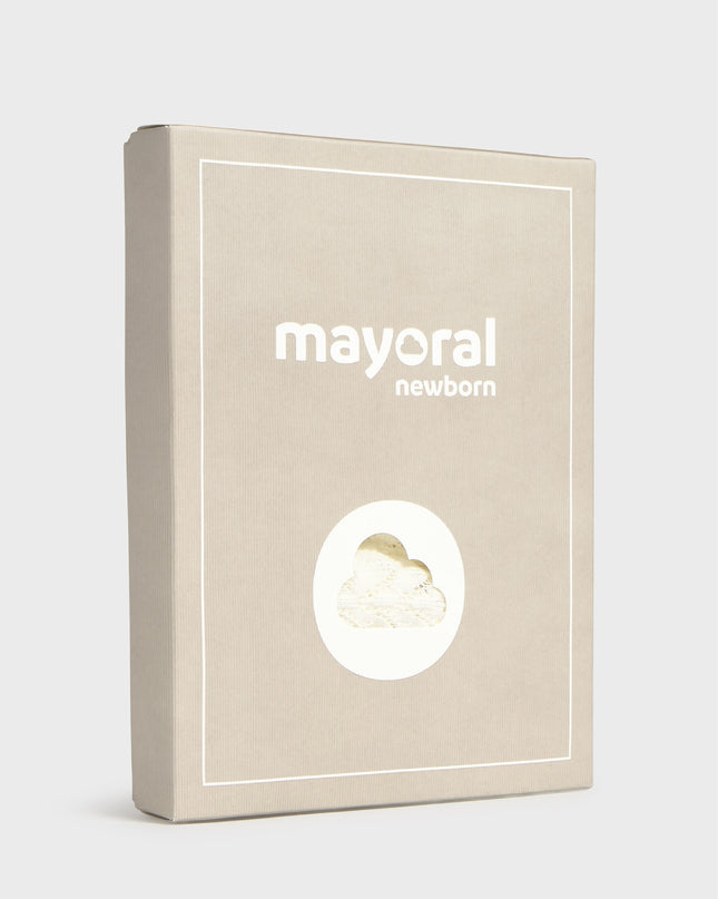 kids atelier mayoral White Knitted Baby Romper with Puff Sleeves