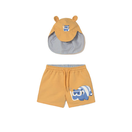 kids atelier mayoral Yellow Swimwear set baby with eared hat