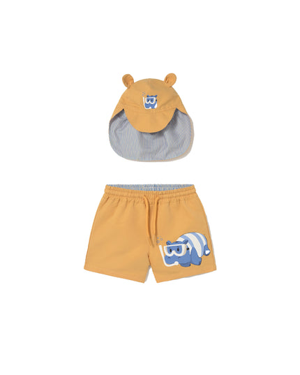 kids atelier mayoral Yellow Swimwear set baby with eared hat