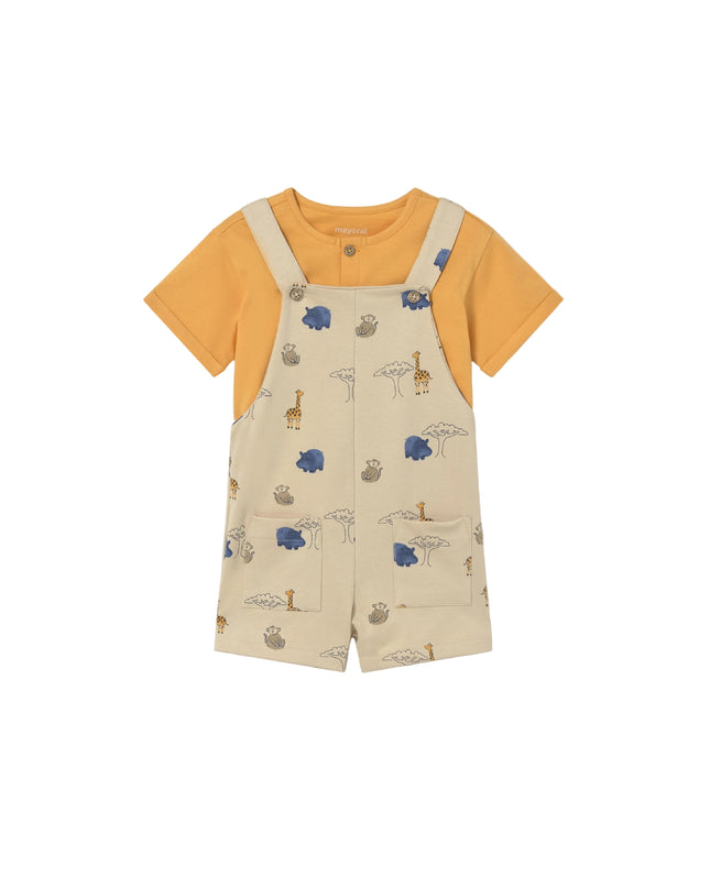 kids atelier mayoral Graphic Tee and Printed Dungarees Set