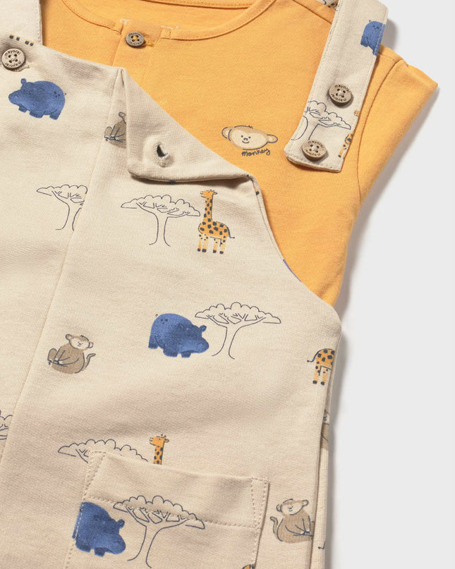 kids atelier mayoral Graphic Tee and Printed Dungarees Set