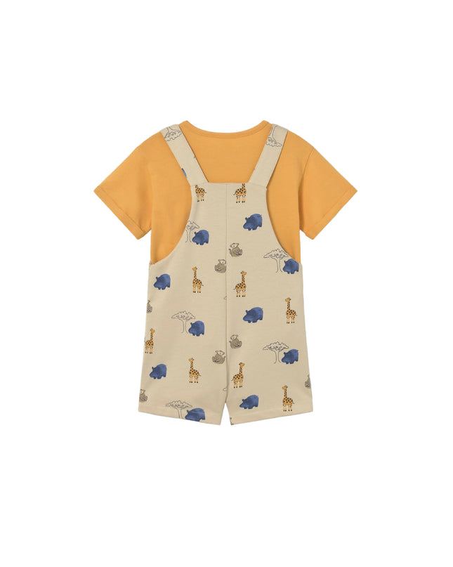 kids atelier mayoral Graphic Tee and Printed Dungarees Set
