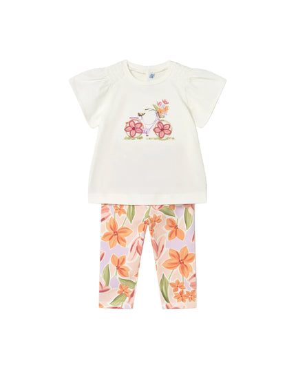 kids atelier mayoral Graphic Top and Floral Legging Set