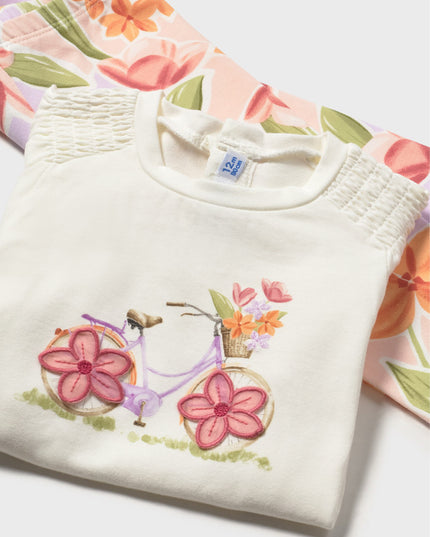 kids atelier mayoral Graphic Top and Floral Legging Set