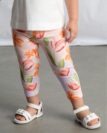 kids atelier mayoral Graphic Top and Floral Legging Set
