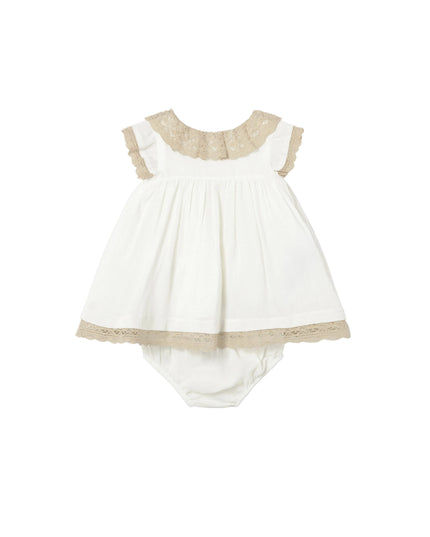 kids atelier mayoral White Baby Dress With Lace Trim
