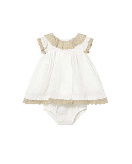 kids atelier mayoral White Baby Dress With Lace Trim