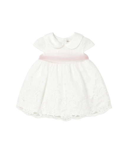 kids atelier mayoral White Baby Dress With Embroidered Skirt