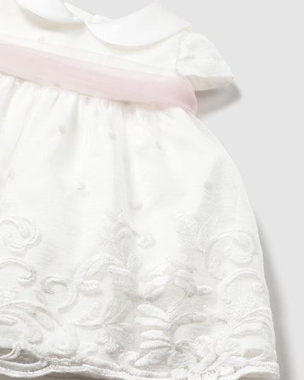 kids atelier mayoral White Baby Dress With Embroidered Skirt