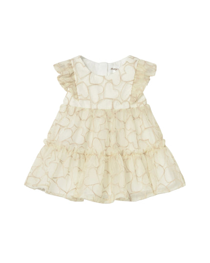 kids atelier mayoral Beige Baby Dress With Heart Motif