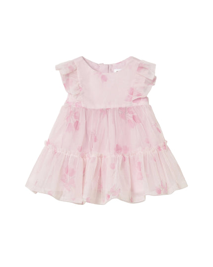 kids atelier mayoral Pink Baby Dress With Floral Overlay
