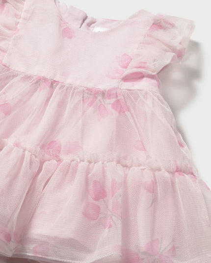 kids atelier mayoral Pink Baby Dress With Floral Overlay