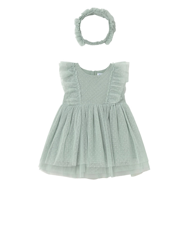 mayoral green dress Mayoral Girls Green Linen Flower Dress