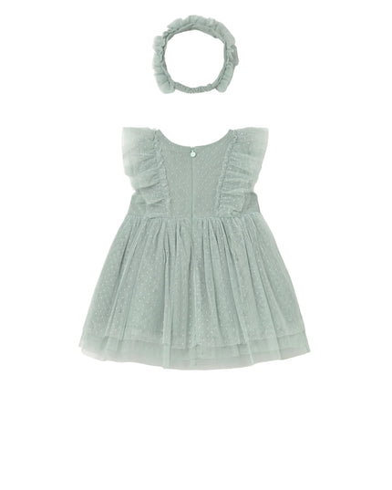 kids atelier mayoral Green Baby Dress With Matching Headband