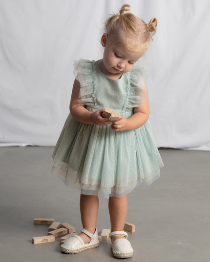 kids atelier mayoral Green Baby Dress With Matching Headband