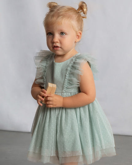 kids atelier mayoral Green Baby Dress With Matching Headband