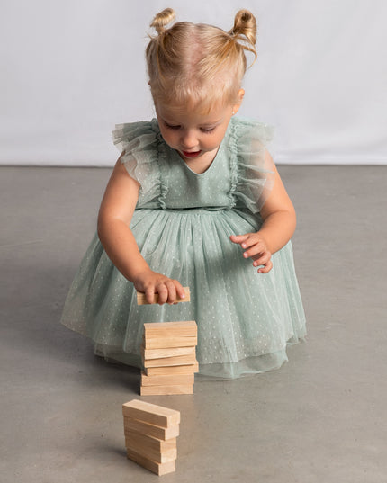 kids atelier mayoral Green Baby Dress With Matching Headband