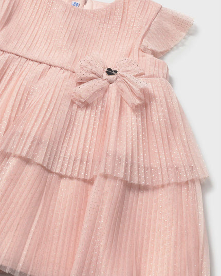kids atelier mayoral Pink Baby Dress With Glitter Bow