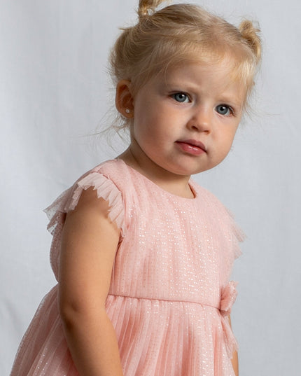 kids atelier mayoral Pink Baby Dress With Glitter Bow