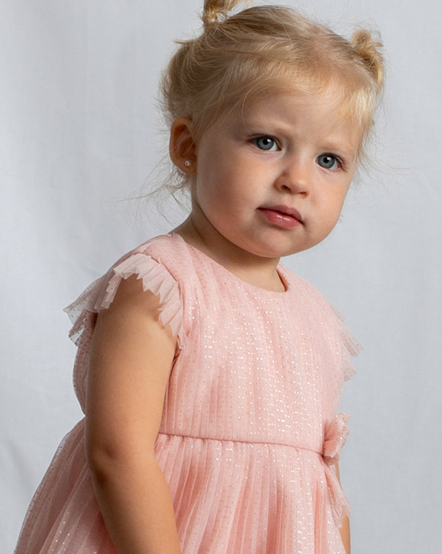 kids atelier mayoral Pink Baby Dress With Glitter Bow