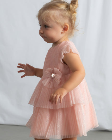 kids atelier mayoral Pink Baby Dress With Glitter Bow