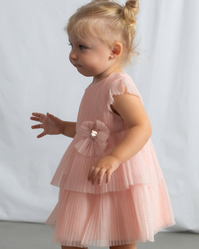 kids atelier mayoral Pink Baby Dress With Glitter Bow