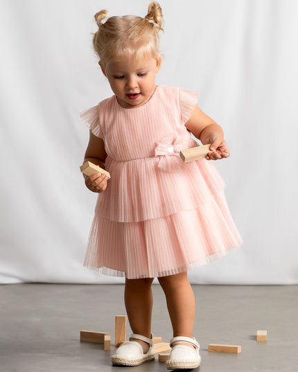 kids atelier mayoral Pink Baby Dress With Glitter Bow