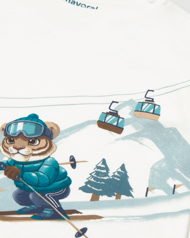 kids atelier mayoral White Skiing Tiger T-Shirt