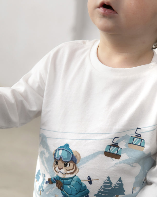 kids atelier mayoral White Skiing Tiger T-Shirt