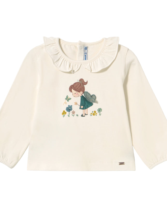 kids atelier mayoral Cream Ruffle-Neck T-shirt