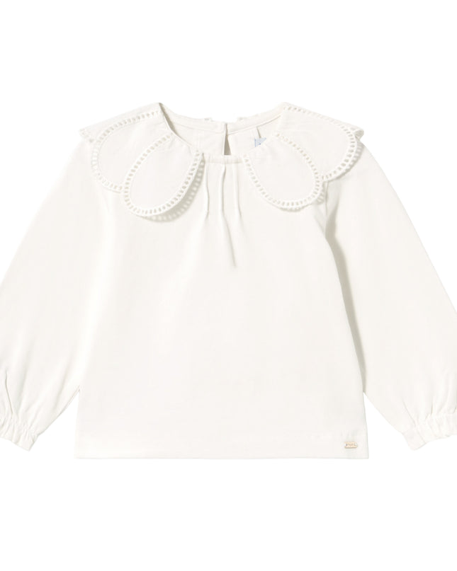 kids atelier mayoral White Scalloped Collar T-Shirt