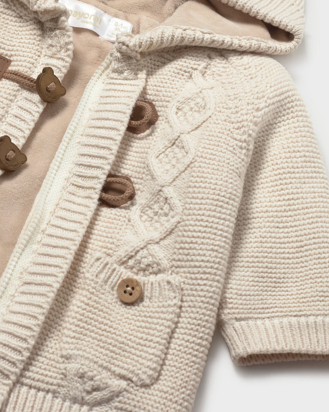 kids atelier mayoral Cream Knitted Hooded Jacket