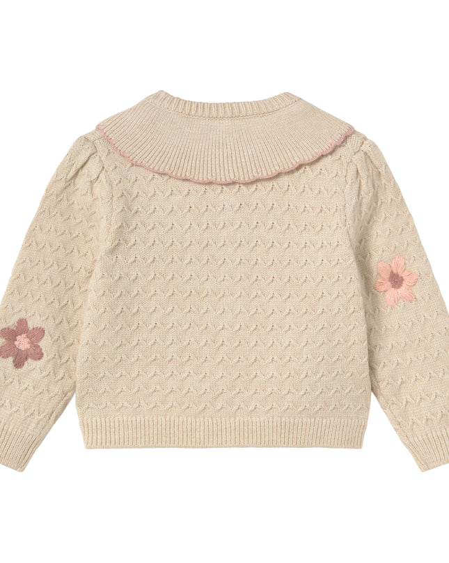 kids atelier mayoral Cream Flower-Patterned Knitted Cardigan