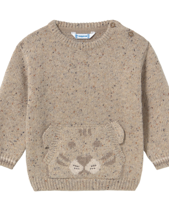 kids atelier mayoral Beige Bear Face Knit Sweater