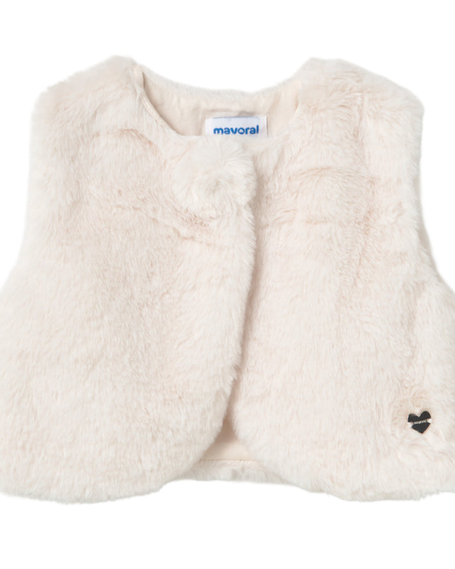 kids atelier mayoral White Faux Fur Vest