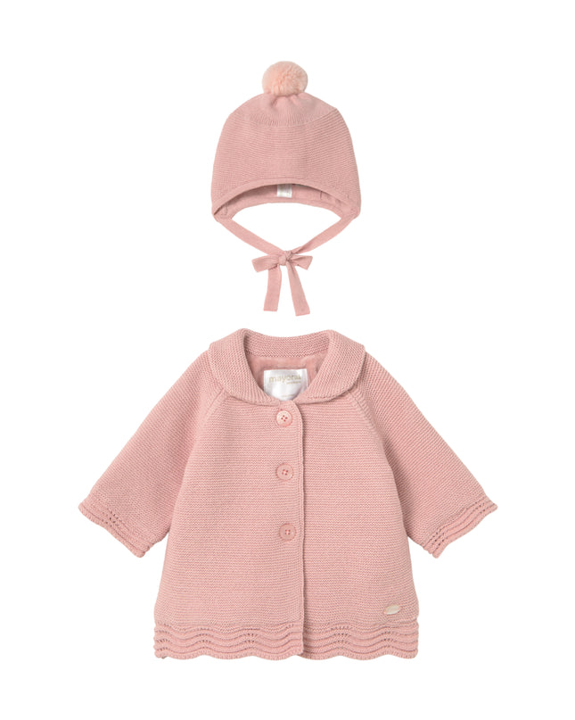 kids atelier mayoral Rose Knit Jacket with Hat