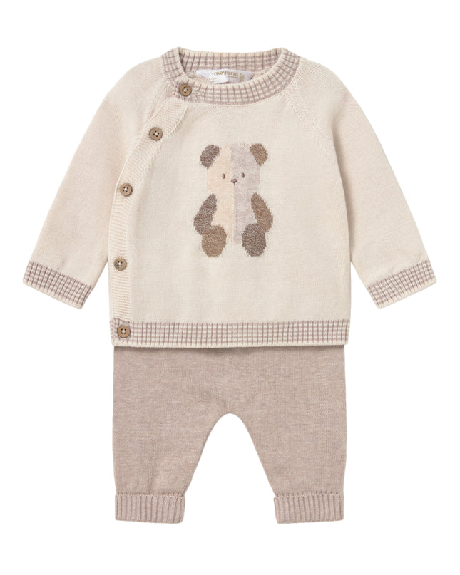 kids atelier mayoral Beige Knitted Baby Teddy Bear Outfit