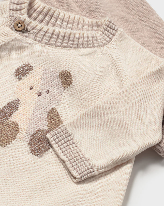kids atelier mayoral Beige Knitted Baby Teddy Bear Outfit