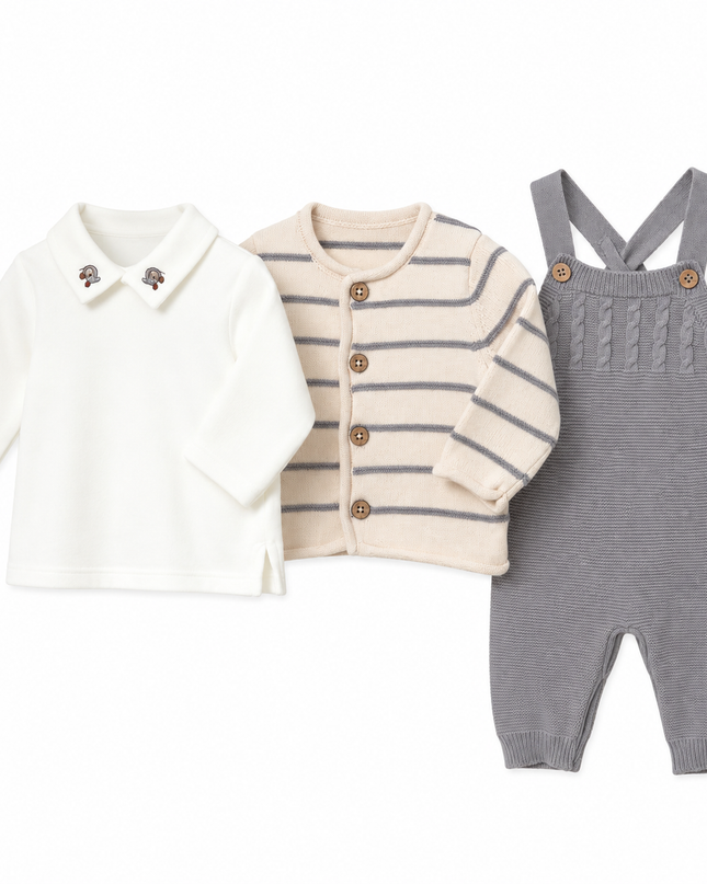 kids atelier mayoral Grey Classic Knit Baby Ensemble