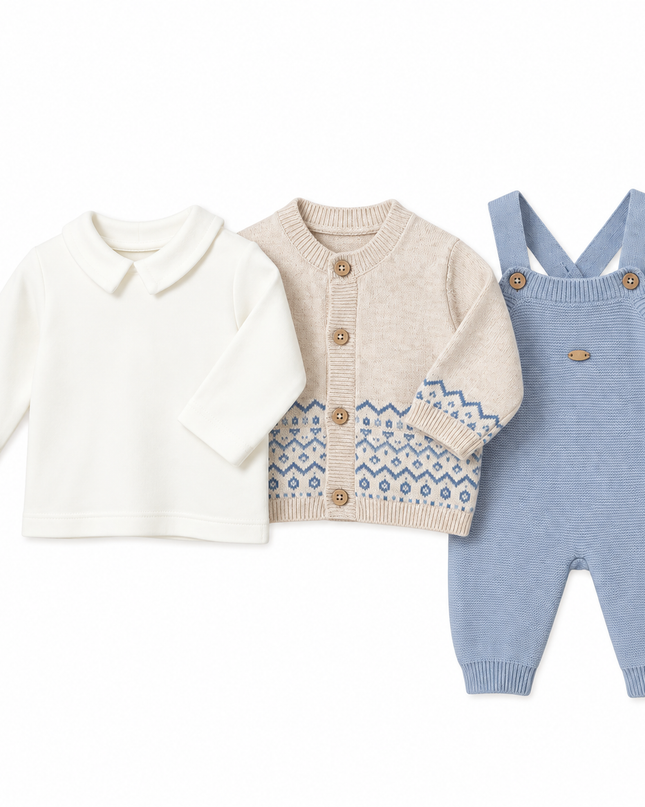 kids atelier mayoral Blue Geometric Knit Baby Ensemble