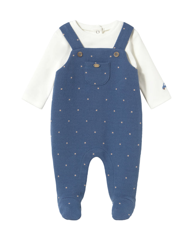 kids atelier mayoral Blueberry Baby Overall Set with Polka Dots