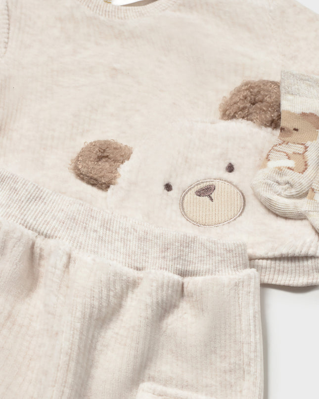 kids atelier mayoral Beige Teddy Bear Tracksuit with Socks
