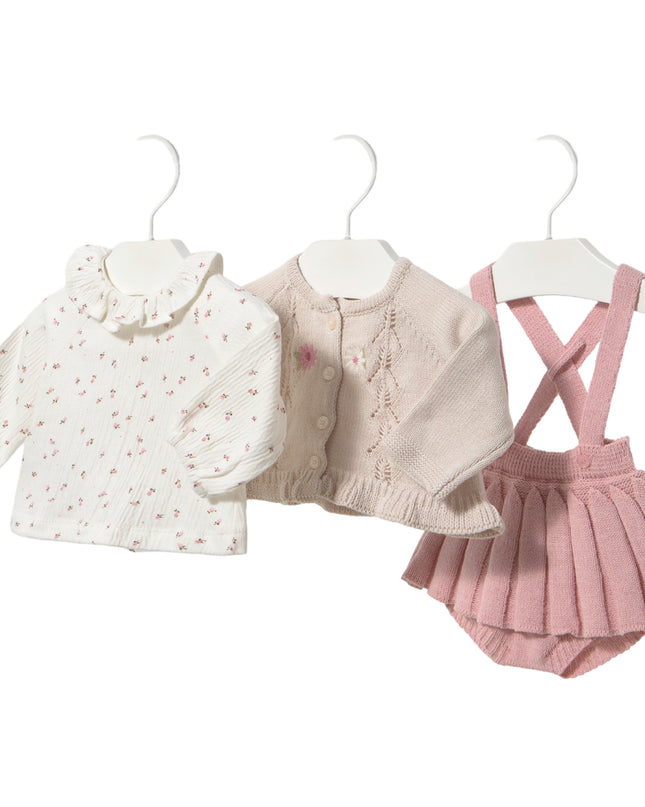 kids atelier mayoral Baby Rose Outfit Trio with Ruffled Details