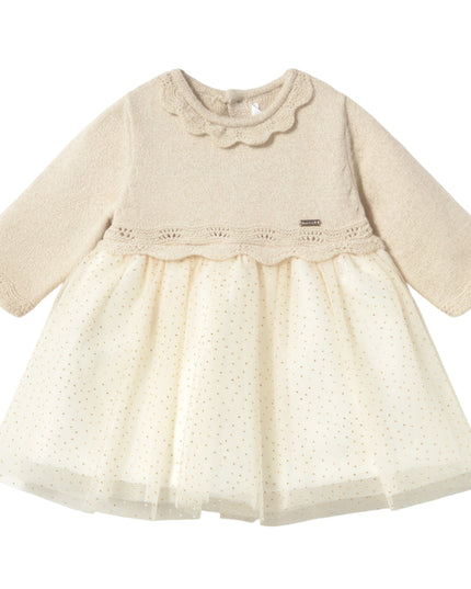 kids atelier mayoral Champagne Tricot & Tulle Dress