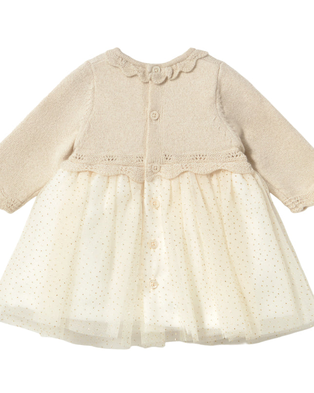 kids atelier mayoral Champagne Tricot & Tulle Dress