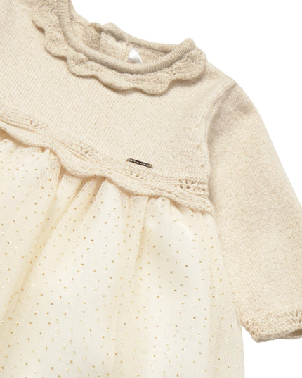 kids atelier mayoral Champagne Tricot & Tulle Dress